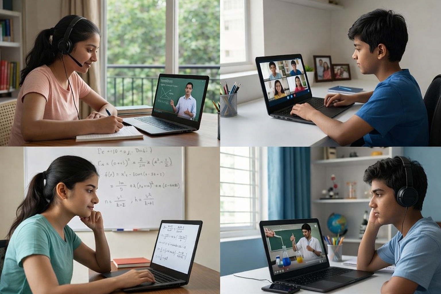 Students learning online with ExcelUS